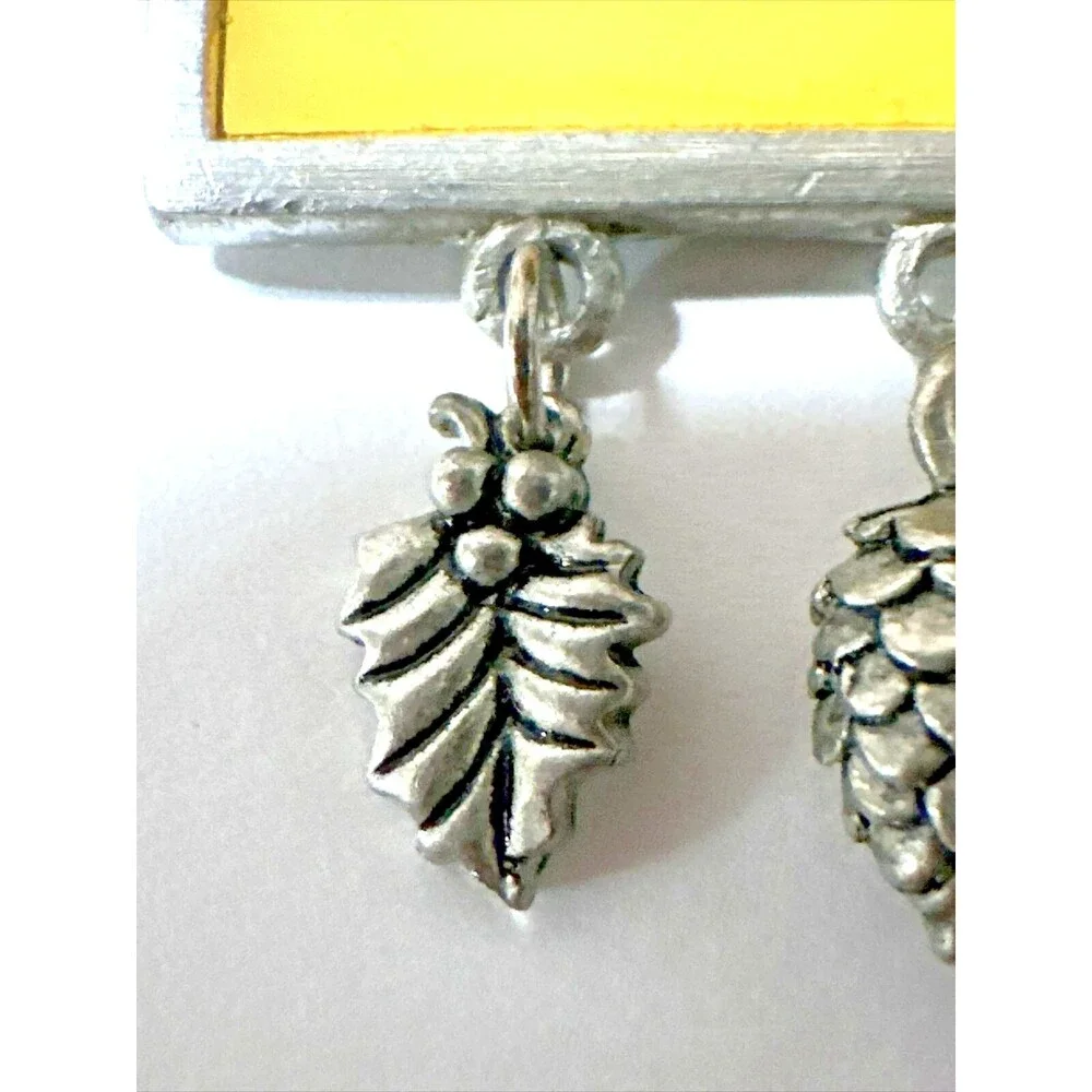 Vintage MARJOLEIN BASTIN Brooch Rabbit Holly Bush Nature Pewter Charms Signed
